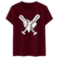 thumbnail image 4 of JLFKNG Women's Tee Shirts Fashion Sports Baseball Print Round Neck Short Sleeve Casual T Shirt Tops Breathable Loose Fit Comfy Womens Clothing, 4 of 5