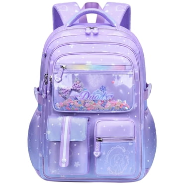 Kivdit School Backpack for Girls,Luminous School Bag for Kids Teens,Large Capacity Bookbag,Purple