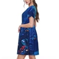 thumbnail image 2 of Balery Deep Sea Glowing Fishes Vestidos sueltos de manga corta para mujer, vestidos de verano 2025, vestidos casuales de corte A con vuelo., 2 of 6