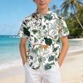 thumbnail image 2 of CAICJ98 Boys Hawaiian Shirt Short Sleeve Button Down Shirt Kids Casual Floral Tropical Beach Shirts (Light Green,11-12 Years), 2 of 6