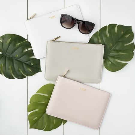 Personalized Leather - Personalized Embossed Vegan Leather Clutch