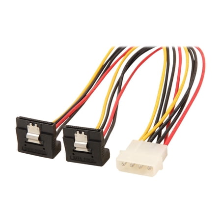 UPC: 0065030848930 | StarTech.com PYO2LP4LSATR 1 ft. LP4 to 2x Right Angle Latching SATA Power Y Cable Splitter – 4 Pin Molex to Dual SATA