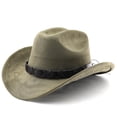 thumbnail image 2 of Valora Western Cowboy Hat Curved Brim Outdoor Adventure Travel Riding Country Style Classic Design Green, 2 of 3