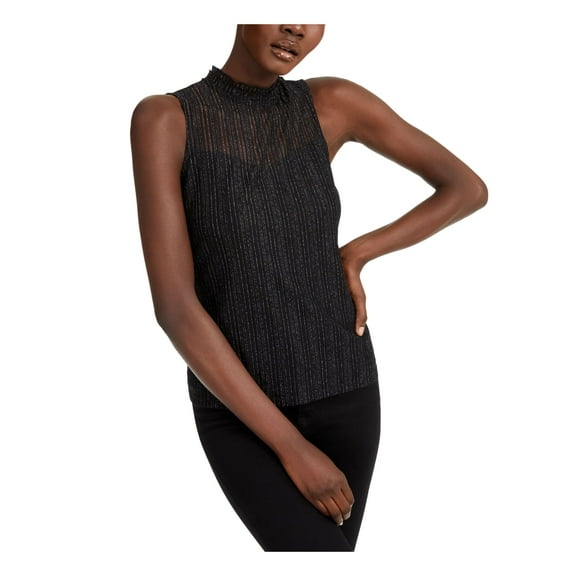 INC Womens Black Shimmering Striped Sleeveless Halter Top S