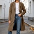 thumbnail image 6 of SHENGXINY Women's Mid Length Notched Lapel Pea Coat Single Breasted Trench Coat Texture Fall Winter Warm Overcoat Clothes Bronze 2XL, 6 of 8