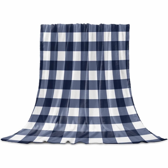 Flannel Throw Blanket for Couch Sofa Bed,Blue and White Checkerboard Soft Cozy Warm Fuzzy Blanket 30x40in