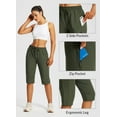 thumbnail image 3 of BALEAF Women's 15" Long Shorts Below The Knee Capri Hiking Cargo Shorts Lightweight Quick Dry Elastic Waist for Casual Green S, 3 of 7
