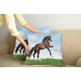 thumbnail image 3 of Ambesonne Nature Throw Pillow Cover 2 Pack, Horse Pacing on Grass, 16", Blue Green Brown, 3 of 6