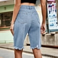 thumbnail image 7 of Sokhug Women's Casual Summer Ripped High Waisted Denim Shorts Stretch Distressed Frayed Raw Hem Jean Shorts, 7 of 7