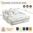 thumbnail image 3 of AENKYO Queen Size Sleeper Sofa Bed, Deep Seat Chaise Lounge w/5 Pillows,Space-Saving Multi-Functional Chenille Couch for Apartment Living - White, 3 of 8