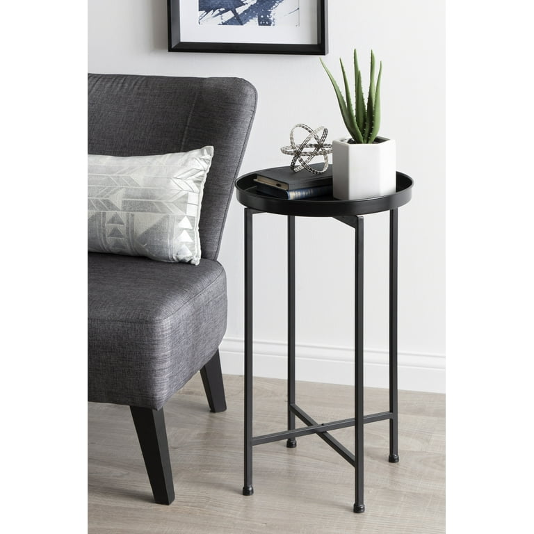 Kate and laurel celia metal round foldable tray accent table deals