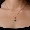 thumbnail image 3 of Gem Stone King 18K Rose Gold Plated Silver Green Nano Emerald Pendant Earrings Set for Women (3.94 Cttw, Gemstone May Birthstone, with 18 inch Chain), 3 of 4