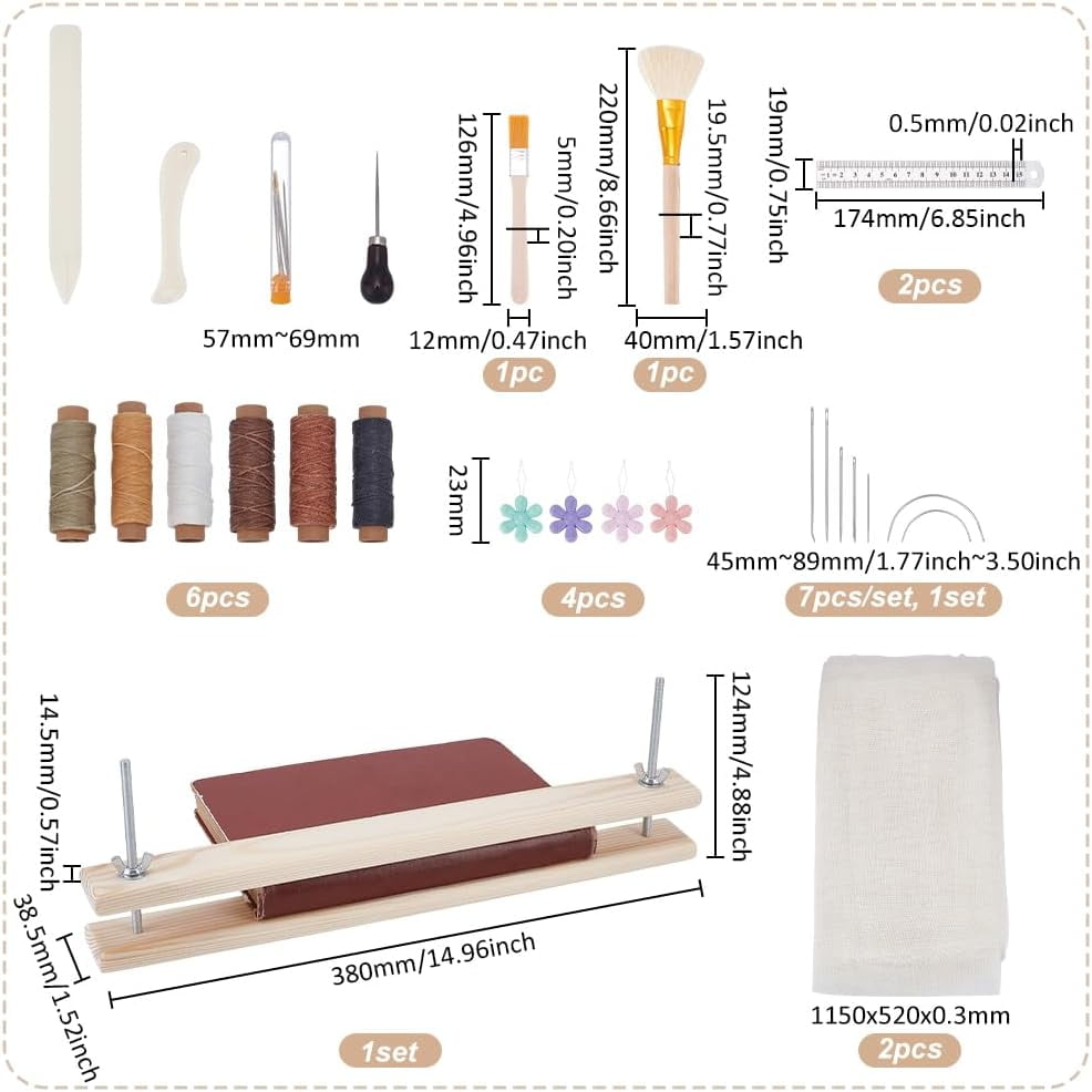 1 Set Book Binding Kits Books Binding Materials Bookbinding Supplies Book Repair Kit with Bone Folder Awl Needles was Thread