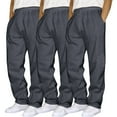 thumbnail image 2 of Mens Sweatpants,Mens Hip Hop Pants Casual Solid Color Track Cuff Lace Up Workout Pants with Pocket 3 Pcs,Cargo Pants for Men,Size:XL, 2 of 3