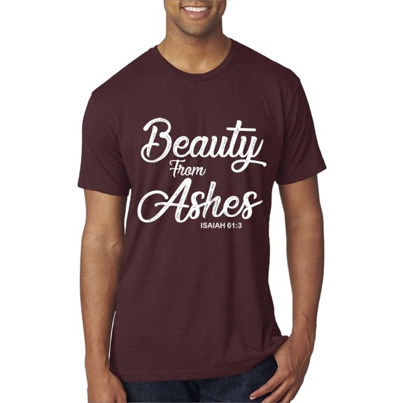Wild Bobby Beauty From Ashes Isaiah 61:3 Inspirational/Christian Men Premium Tri Blend Tee, Cardinal, Small