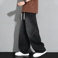 thumbnail image 5 of WPPGONE Elastic Waist Jeans for Men Baggy Drawstring Straight Leg Wide Leg Relaxed Fit Bottoms Summer Casual Fashion Vintage Denim Pants with Pockets, 5 of 8