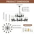 thumbnail image 4 of Modern Black Farmhouse Chandelier with Clear Glass Shades - Adjustable 18-Light for Kitchen Island, Dining Room, Foyer, 4 of 4