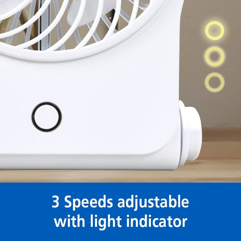 (2 pack) Mainstays 4 in On-the-Go Folding Personal Fan for Stroller, Car Seat and Treadmill, White