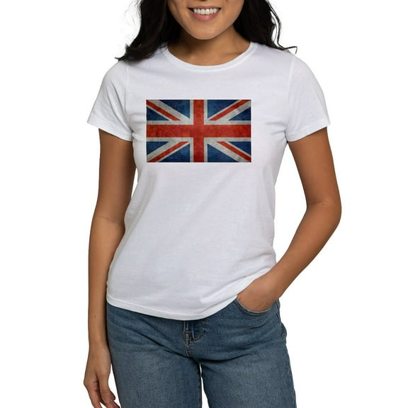 CafePress - UK British Union Jack Flag Retro Style 3:5 T Shirt - Women's Classic T-Shirt