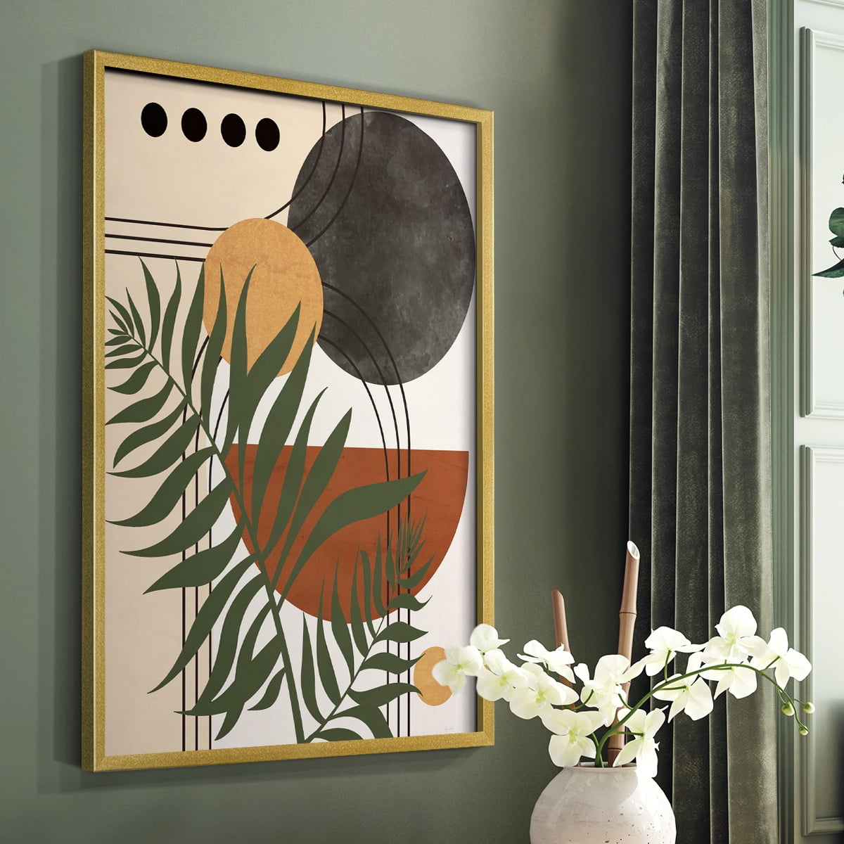 Contemporary Palm II in Paper Solid Wood 16 x 20 Framed Print