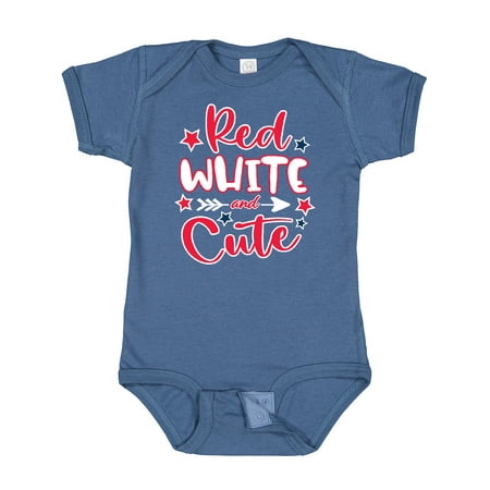 

Inktastic 4th of July Red White and Cute with Arrow and Stars Gift Baby Boy or Baby Girl Bodysuit