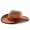 Z26-Brown, variant on Retro Wide Brim Cowboy Hat with Bull Head Belt & Stitched Brim for Women Men Classic Red Ribbon Western Cowboy Jazz Cap
