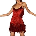 thumbnail image 5 of Women Tassel Dress For Women Sexy Sequins Tassels Flapper Dress 1920 Gatsby Cocktail Dance Dress Mini Bodycon Club Dress, 5 of 9