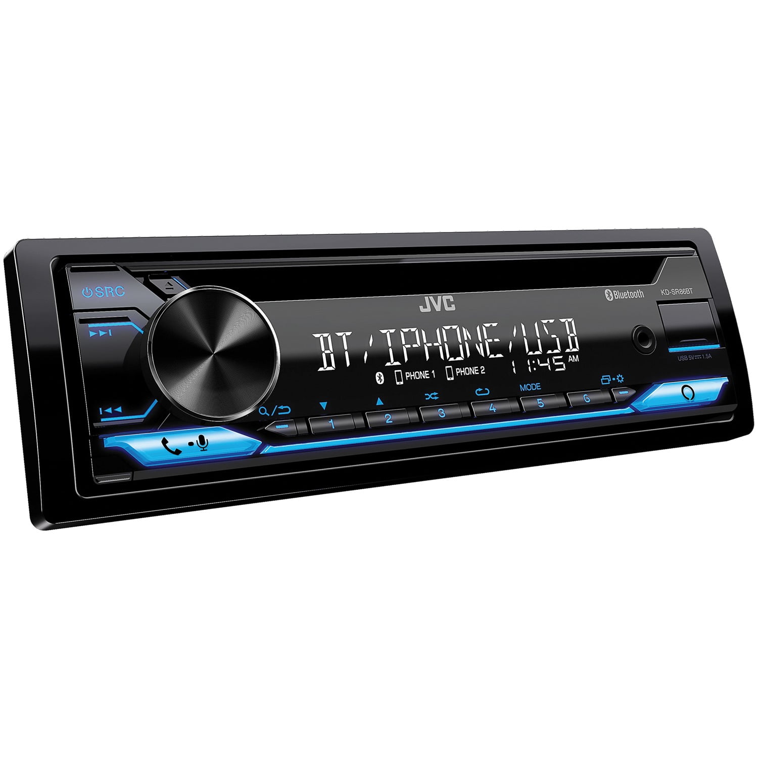 ik ben gelukkig zag Knikken JVC KDSR86BT Single DIN Car Stereo CD Player, with High Power Amplifier,  AM/FM Radio, Bluetooth Audio, USB, MP3, Voice Control - Walmart.com