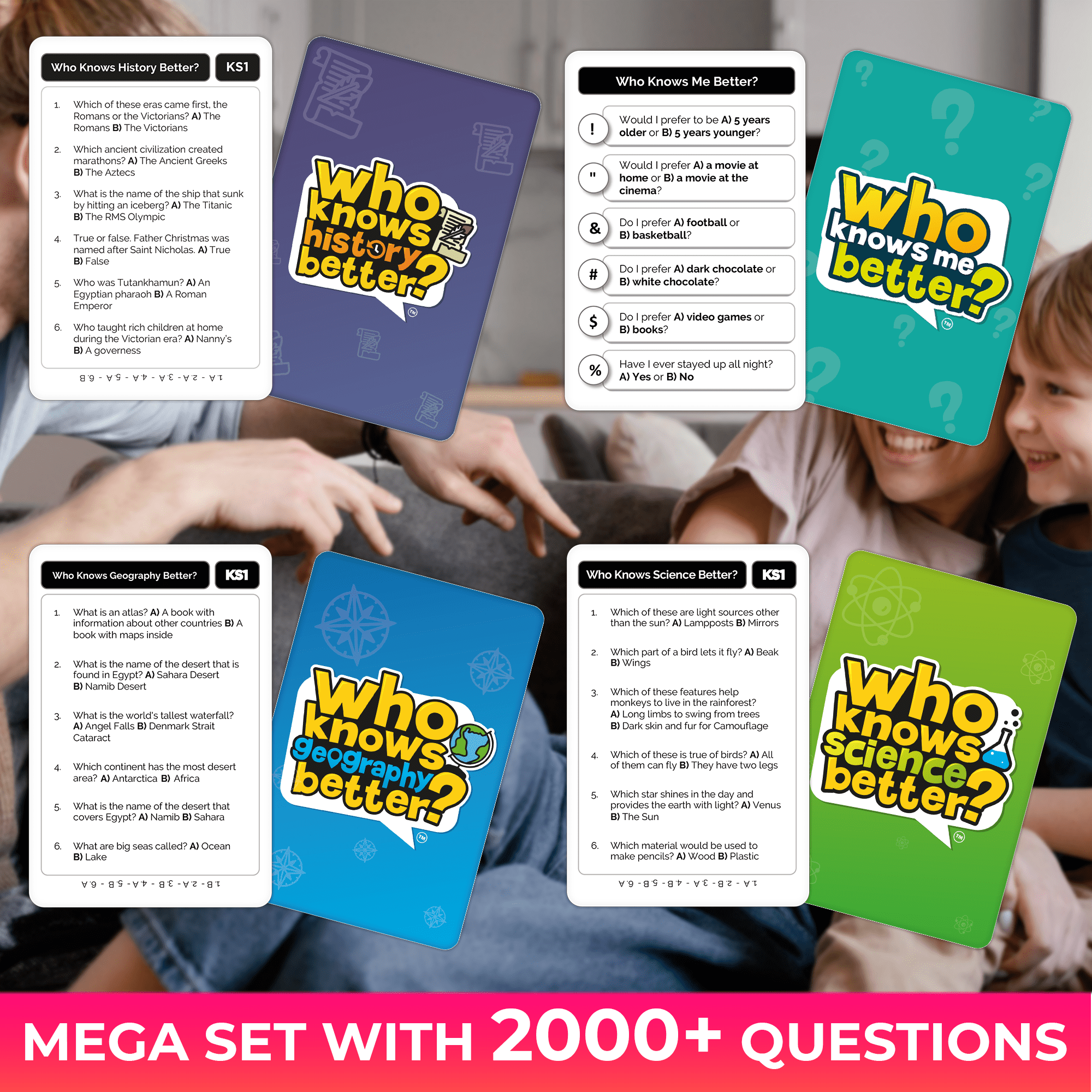 Quokka Family Quiz Fun & Educational Card Board Game for Kids 5-11, Play Together, Perfect Gift