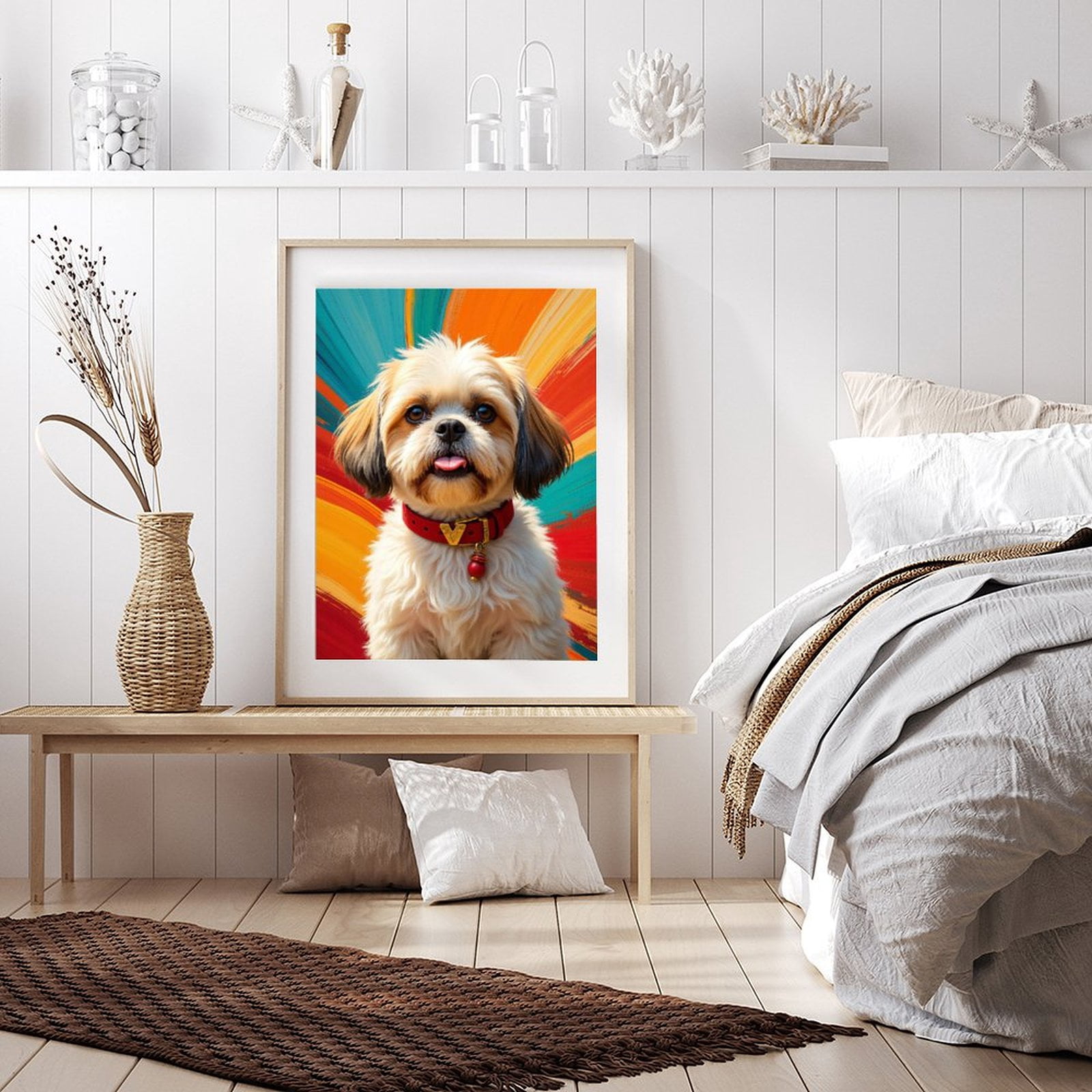 Diamond Art Kit for Adults, Colorful Dog Portrait Art Canvas Diamond Painting for Adults Beginners, 5D DIY Diamond Art Painting Kits, Colorful Diamond Painting Craft for Home Decor 12x16
