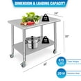 thumbnail image 2 of Stainless Steel Table for Prep & Work,36"x24"x35",NSF Commercial Heavy Duty Table with Undershelf,Caster Wheel for Restaurants,Silver, 2 of 7