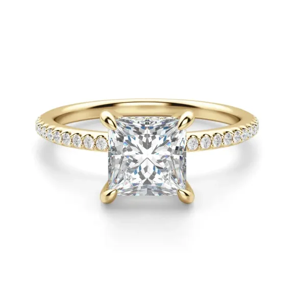 IGI Certified 2 carat Princess Shape Lab Grown Diamond Engagement ring | 14K Yellow Gold | Solitaire Lab Diamond Ring | G - VS2