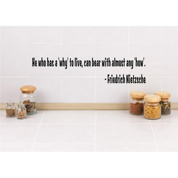 Custom Wall Decal Vinyl Sticker : He who has a 'why' to live, can bear with almost any 'how'. - Friedrich Nietzsche Quote 4x16"