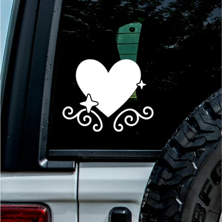 (2 Pcs White 8.8 x 7.0 ) - Vinyl Sticker Decal - Heart Inspired Design - No Background Waterproof - Ideal for Decorating Laptops Water Bottles Cars Trucks Walls | K15484WH