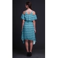thumbnail image 3 of Bimba Blue Geometric Print Flutter Sleeve Womens Party Tunic Cold Shoulder Midi Dress - Small, 3 of 6