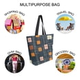 thumbnail image 7 of FORMRS Womens Canvas Tote Bag with Zipper Inner Pocket Shoulder Handbag, Orange Checkered Pattern, 7 of 7