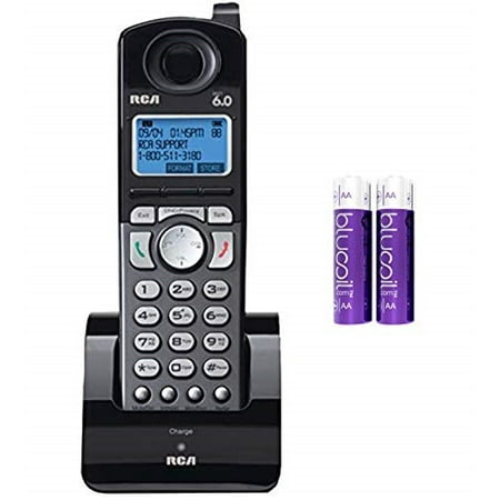 rca 25055re1 dect 6.0 cordless accessory handset with built-in voice memo recorder - 2 line phone systems for small business bundle with blucoil 2 aa (Best Cordless Phone For Small Business)