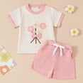 thumbnail image 2 of Ketyyh-chn99 Girls' Summer Outfits Toddler Baby Girls Clothes Sunflower T-shirt + Bowknot Shorts with Cute Summer Girl Clothes Set Size for 12-18 Months,Red, 2 of 5