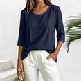 thumbnail image 5 of Lmueinov 3/4 Sleeve Length Tops for Women 100%Cotton Solid Crew Neck Casual Tunic Shirts Lightweight Pullover Blouses for Summer Fall Daily Vacation, 5 of 7