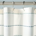 thumbnail image 5 of TOWN & COUNTRY EVERYDAY Solana Textured Woven Stripe Cotton-Rich Breathable Fabric Shower Curtain with Reinforced Buttonhole Top Hem, White/Aqua/Blue, 70"x72", 5 of 10