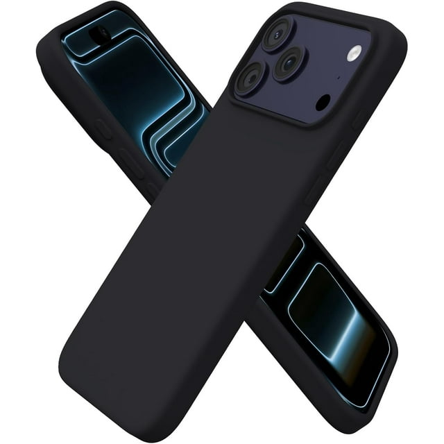 Compatible with iPhone 17 Pro Max Case,Slim Liquid Silicone 3 Layers Soft Gel Rubber Shockproof Protective Phone Case 6.9" with Anti-Scratch Microfiber Lining-Black