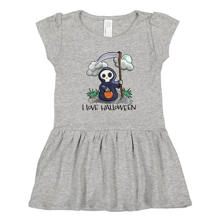 

Inktastic I Love Halloween with Cute Trick or Treating Grim Reaper Girls Toddler Dress