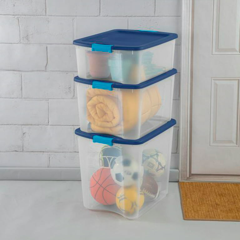 Citylife 22.2 Qt. Plastic Storage Bins with Lids Large Stackable Storage  Containers for Organizing Clear Storage Box, 4 Packs Durable Totes for  Storage Toys, Clothes 