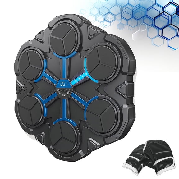 Music Boxing Machine With Boxing Gloves,3 Modes & 3 Sounds Musical Punch Pad Boxing,Built-In Music Speaker & Cool Lights Wall Boxing Punching Pad,Musical Boxing Machine,Boxing Equipment