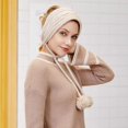 thumbnail image 2 of Winter Tie Knitting Warm Ear Protector Plush Hair Ball - Khaki, 2 of 6
