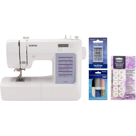 Brother CS5055 Computerized Sewing Machine With Premium Thread, Pre-Wound Bobbins and Sewing Machine Needles