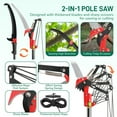 thumbnail image 3 of 6.5-26FT Manual Pole Saw with 8 Fiberglass Poles, Extendable Tree Trimming Set with Canvas Storage Bag, Branch Trimmer for Pruning, Palms, Shrubs, Green, 3 of 9
