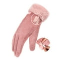 thumbnail image 5 of Sunshinehomely Heated Gloves for Women Pink Winter Gloves USB Rechargeable Heating Gloves Fluffy Cuffs Touchscreen Gloves Windproof Soft Warm Fleece Lined Gloves, 5 of 7