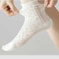 thumbnail image 5 of 4 Pairs Women's Lace Knit Crew Socks Lightweight Breathable Mesh Style with Elastic Cuff in Assorted Patterns - 4 pairs-F, 5 of 7