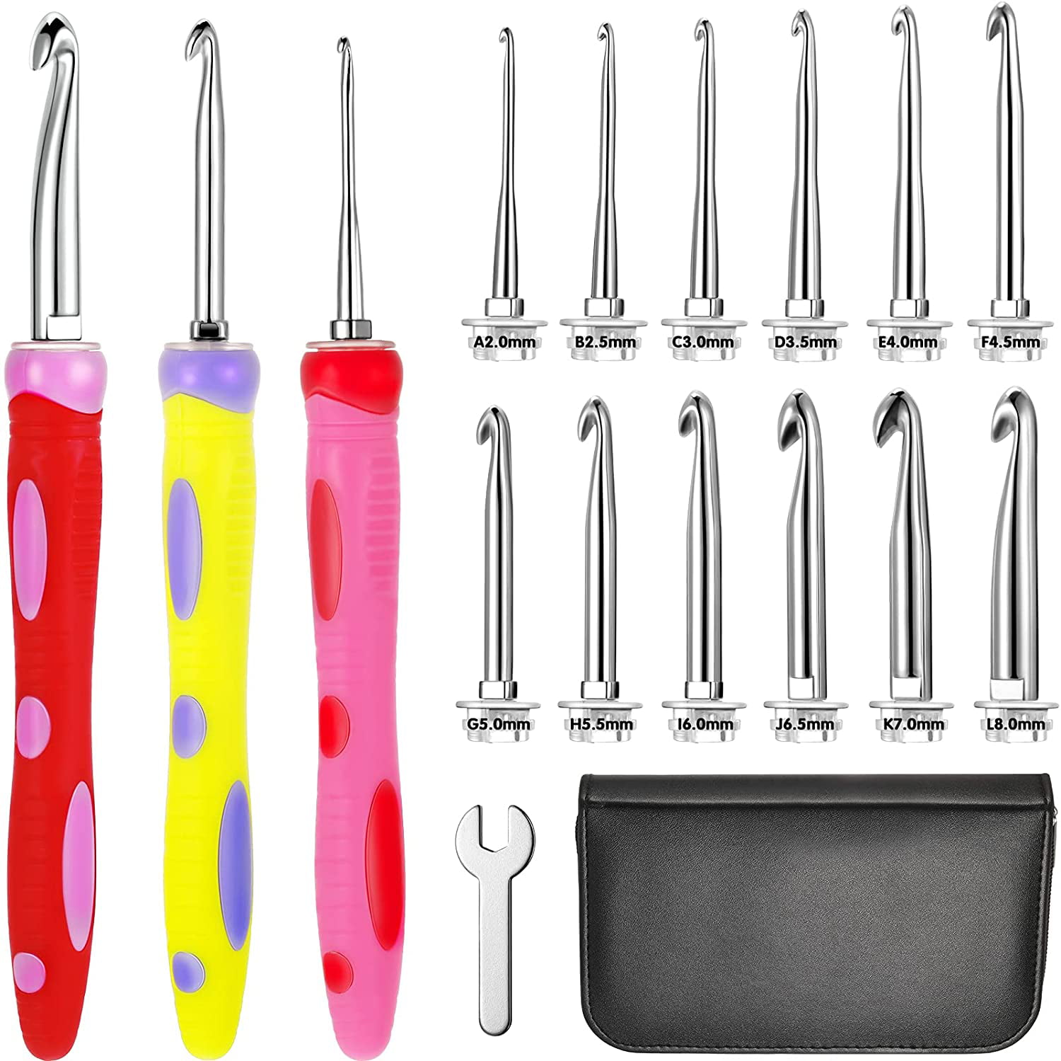 Beautiful Ergonomic And Interchangeable Crochet Hook Set Crafty Person Fiber Artist Gift For Crocheter Acrylic Handle With Hearts Design